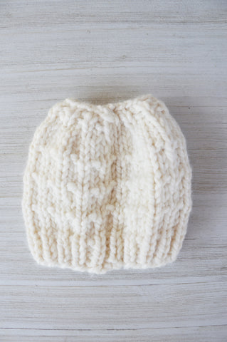 Fisherman Messy Bun Knit Beanie